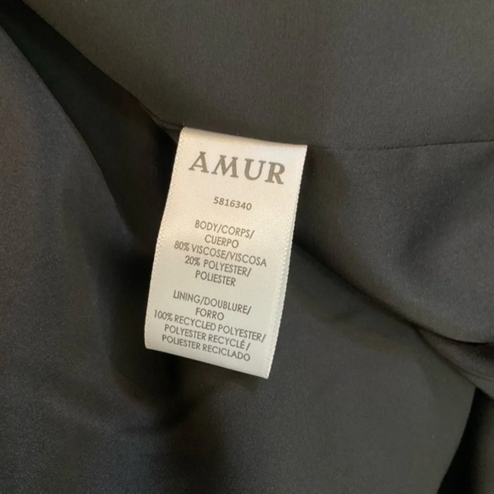 AMUR Sabine Drape Dress | Front Slit | Black | Floral | Sheer | Size 10 - Picture 15 of 16